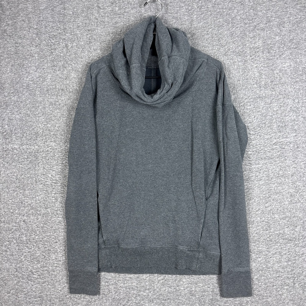 Lululemon Stress Less Hoodie Womens 6 Gray Stretch Funnel Cowl Neck Performance